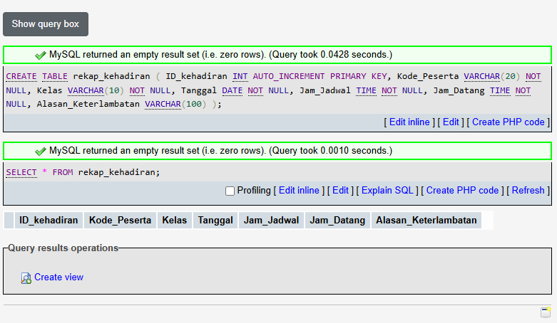 Proses pembuatan query MySQL